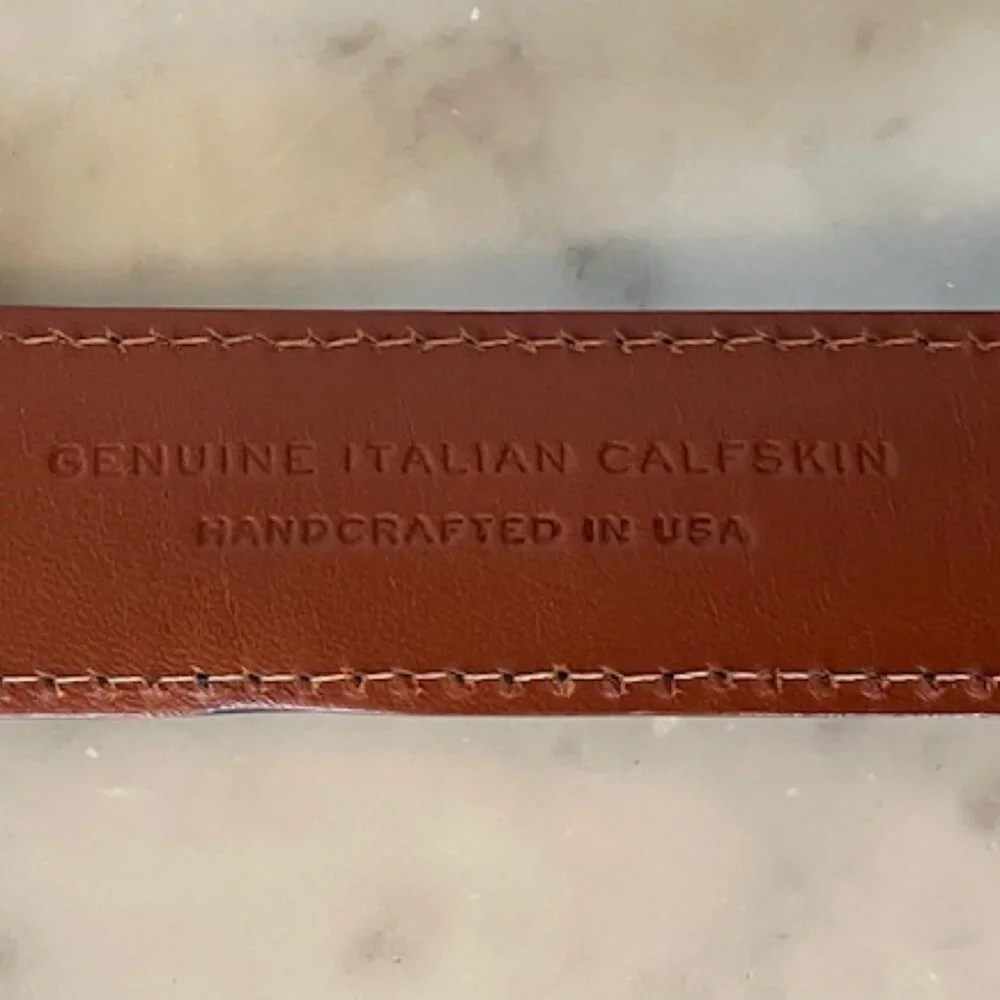 J. HILBURN Leather Black Belt Silver Hardware Genuine Italian Calfskin 42